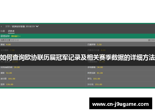如何查询欧协联历届冠军记录及相关赛季数据的详细方法