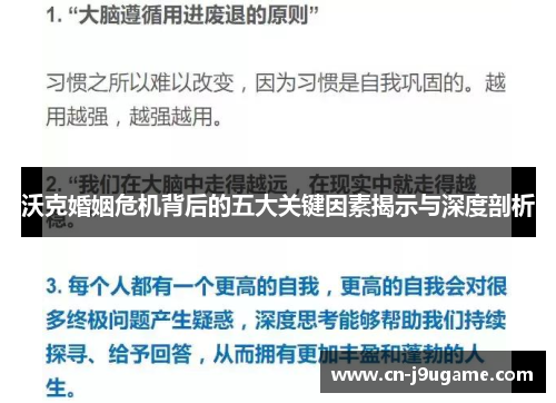 沃克婚姻危机背后的五大关键因素揭示与深度剖析